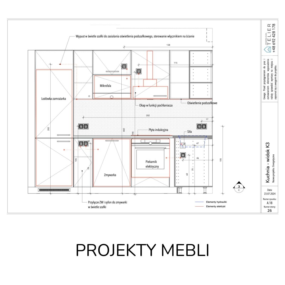 przykład z dokumentacji technicznej mebli kuchennych