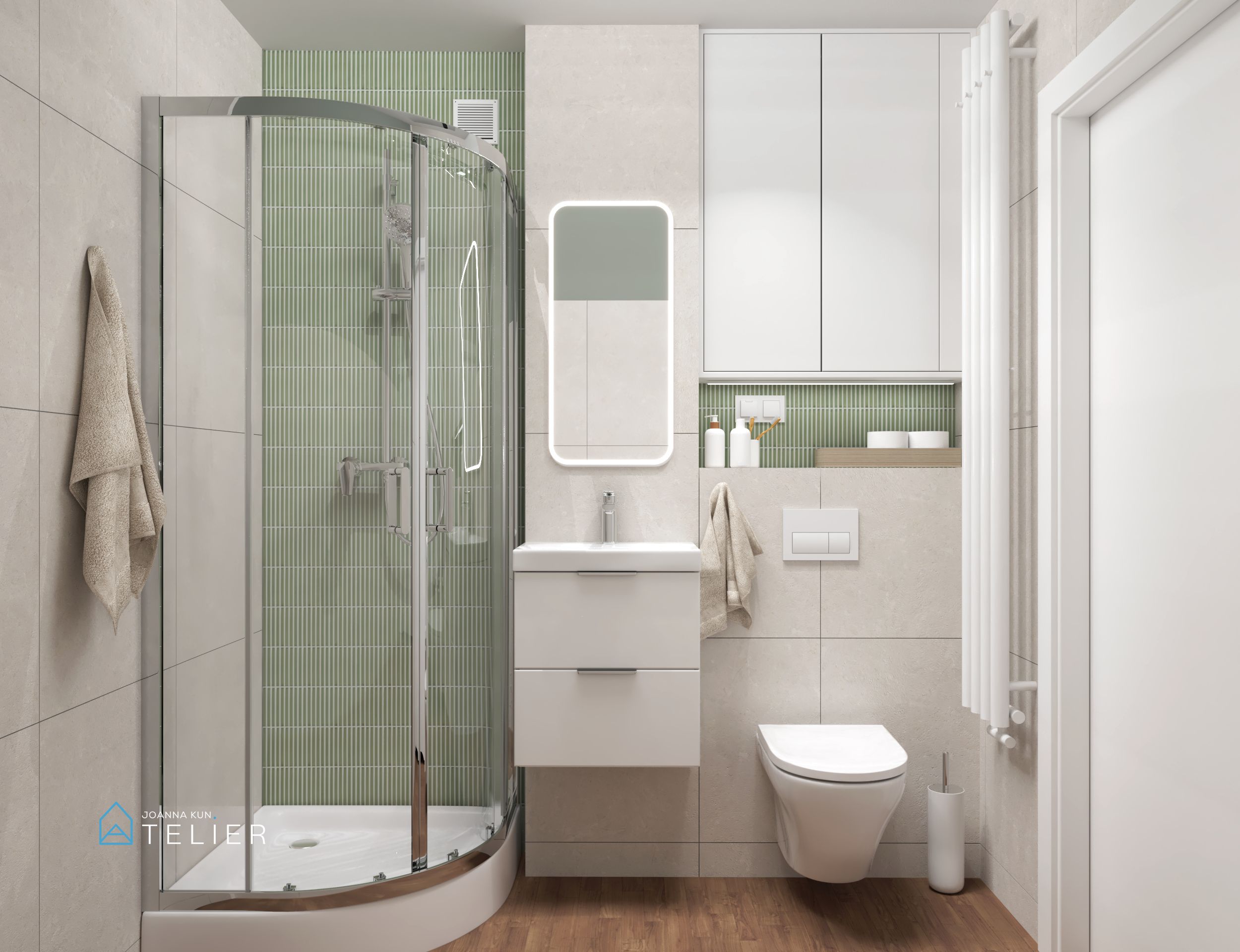 mieszkanie-w-bloku-z-wiekiej-plyty-Brodno-Warszawa-Targowek-Chodecka-wizualizacja-mala-lazienka-zielon0-bezowa
