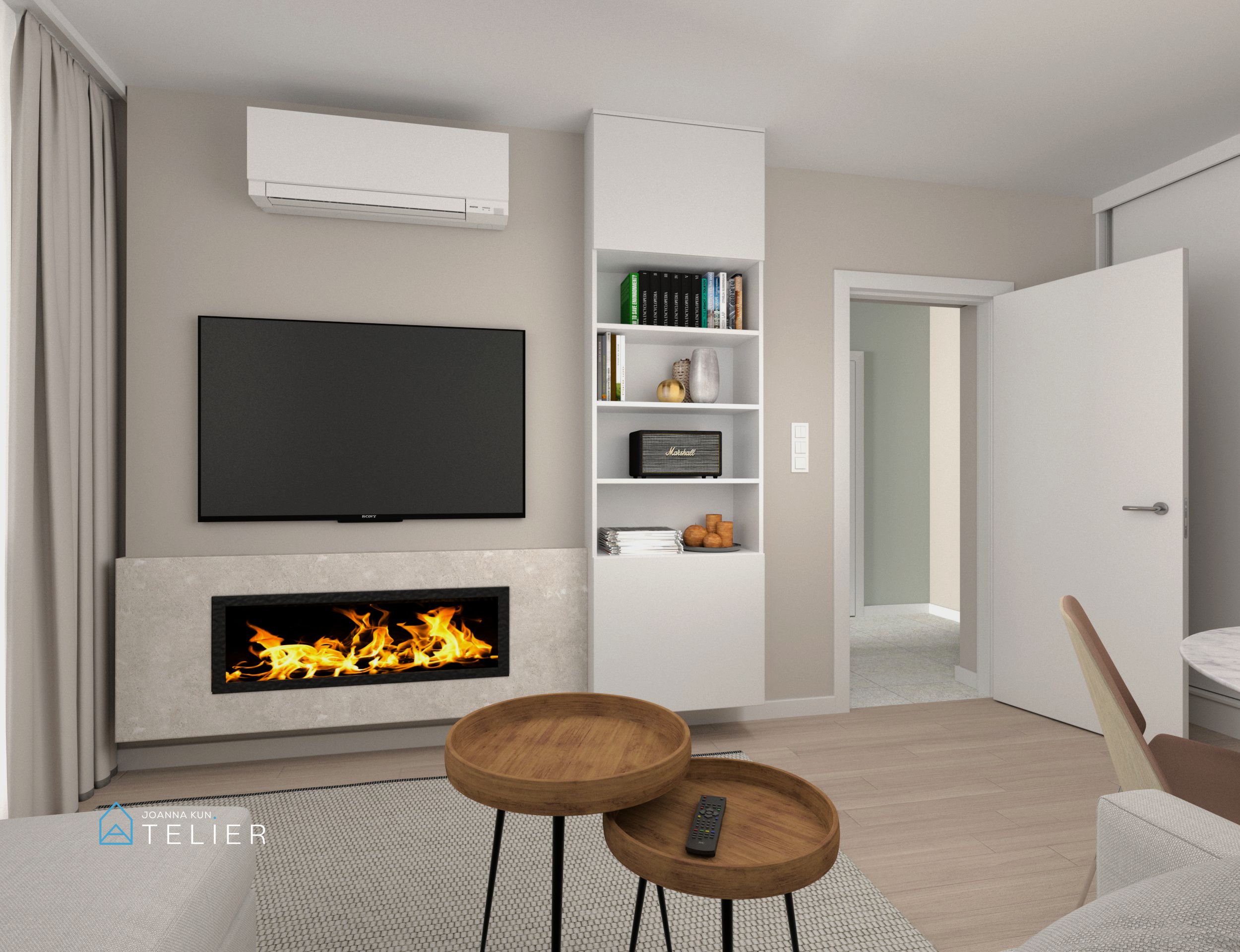 mieszkanie-w-bloku-z-wiekiej-plyty-Brodno-Warszawa-Targowek-Chodecka-wizualizacja-salon-sciana-tv-kominek-led